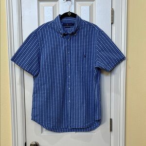 Polo by Ralph Lauren Men Blue Plaid Seersucker Button-Down Shirt Sz Large Classi